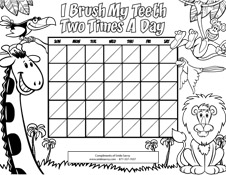 Jungle brushing chart black and white - Pediatric Dentist in Keller, Fort Worth and Southlake, TX - Bridget McAnthony, DDS